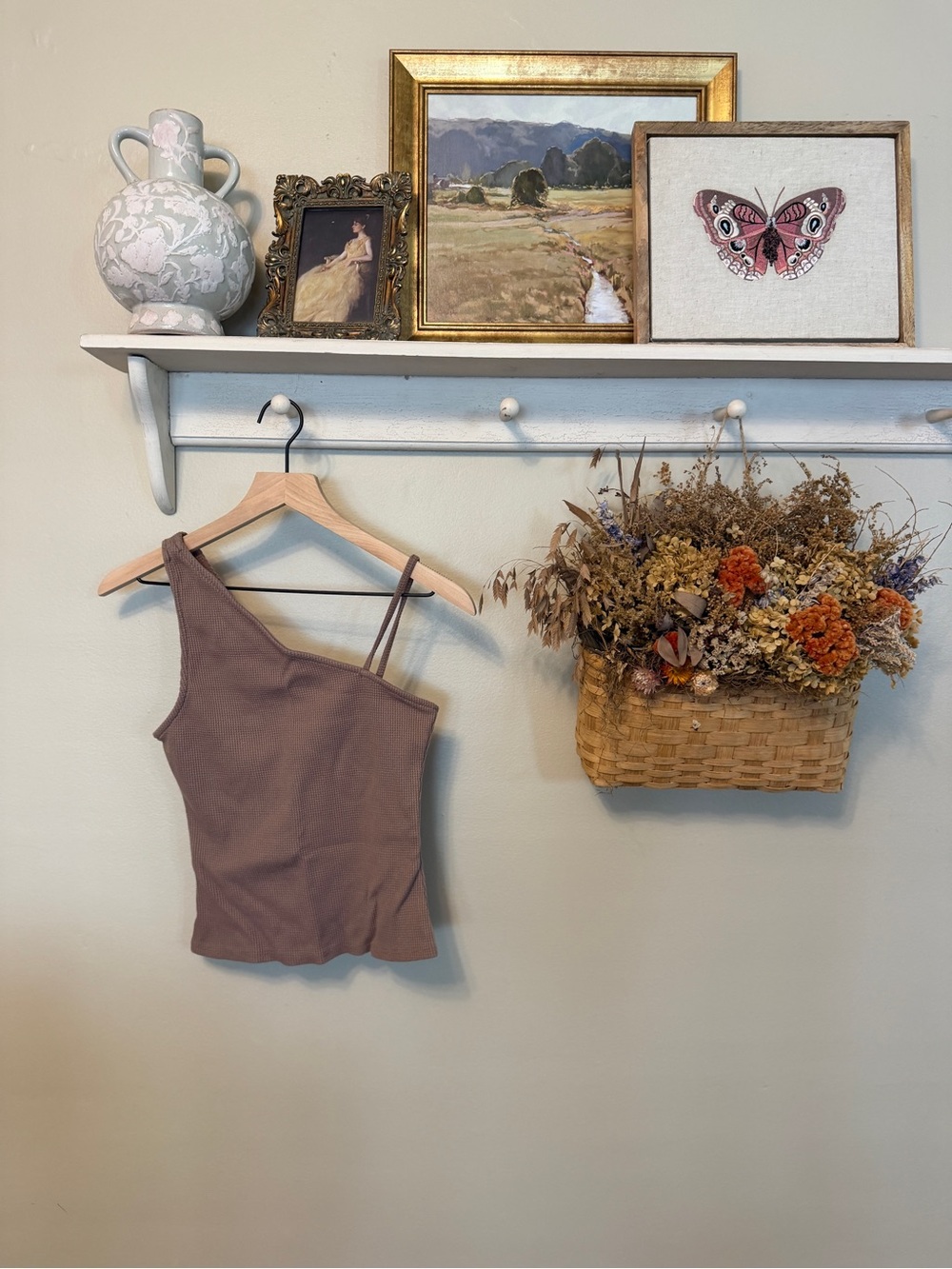 Asymmetric One-Shoulder Tank Top - Brown